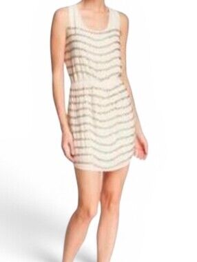 NWT ADELYN RAE Ivory Chain Embellished Elastic Waist Mini Dress - XS